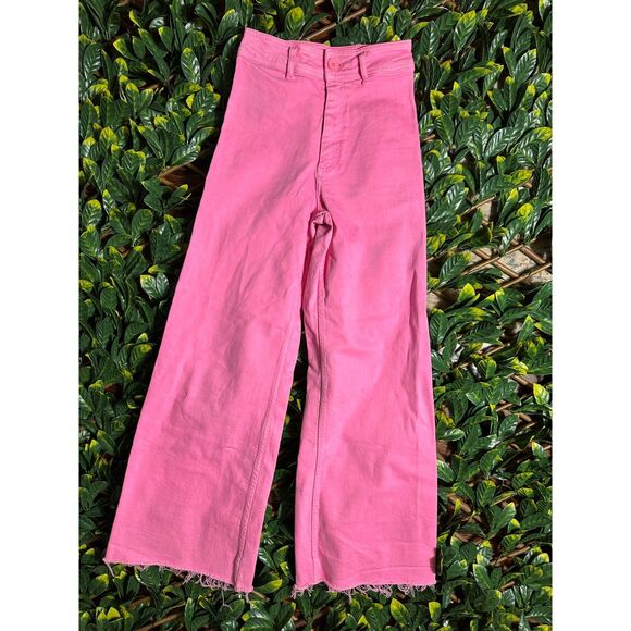 Zara High Rise Hot Pink Wide Leg Jeans Size 2 - Picture 1 of 6